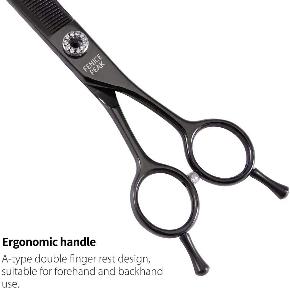 Fenice Peak Professional Dog Grooming Scissors Pet Curved Thinning Shears 7.0'' Extremely Sharp