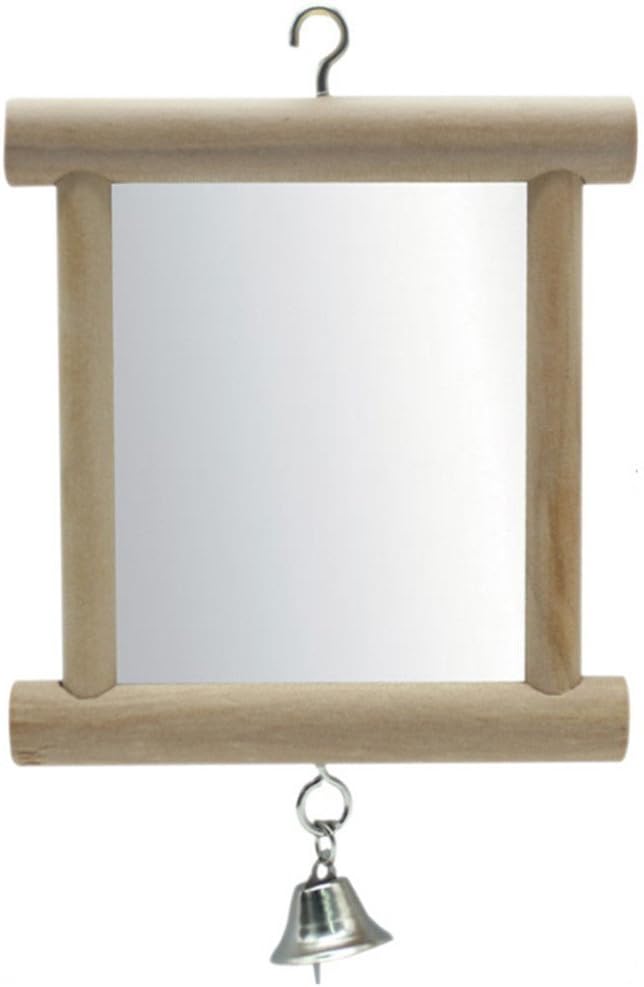 Hypeety Pet Bird Mirror with Bell Interactive Parrot Toy for Parrot Macaw African Greys Budgies