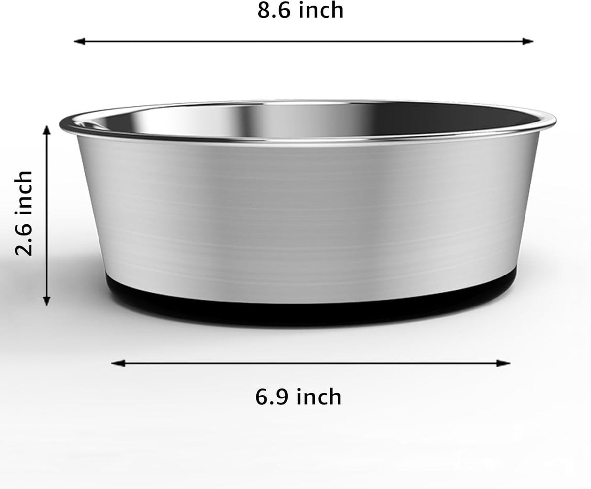 YINGFAN Stainless Steel Dog Bowls Set of 2, Metal Dog Bowls with Non-Slip Rubber Base, Durable Food