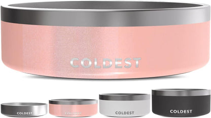 Coldest Dog Bowl - Anti Rust Metal, Non Slip, 3 Layers Insulated Stainless Steel Dog Bowls - Spill