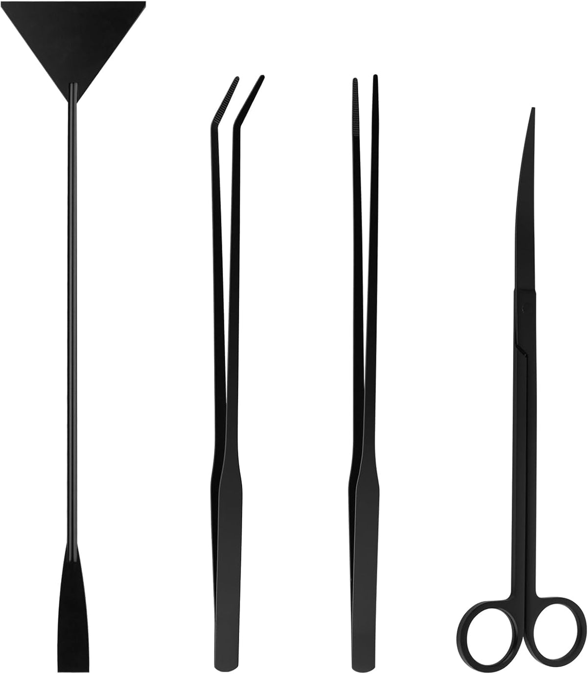 Tifanso Aquarium Aquascape Tools Kit - 4 in 1 Terrarium Decor Supplies with Long Tweezers Feeding