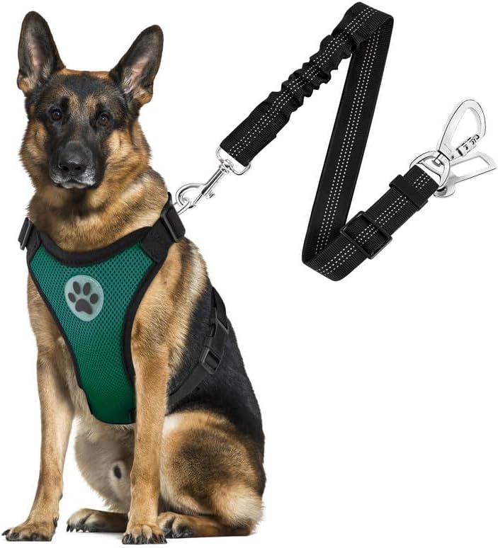 SlowTon Dog Seat Belt Harness for Car, Dog Car Harness Adjustable Mesh Breathable & Dog Seatbelt
