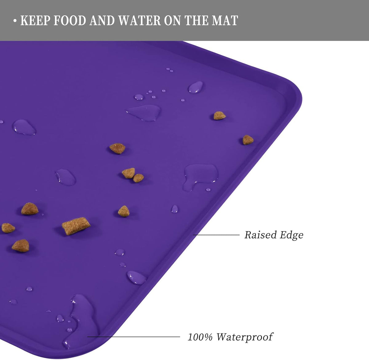 Waterproof Pet Feeding Mat with High Raised Edges, Heavier and Thicker Placemats for Cat Dog Water