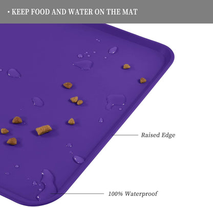 Waterproof Pet Feeding Mat with High Raised Edges, Heavier and Thicker Placemats for Cat Dog Water
