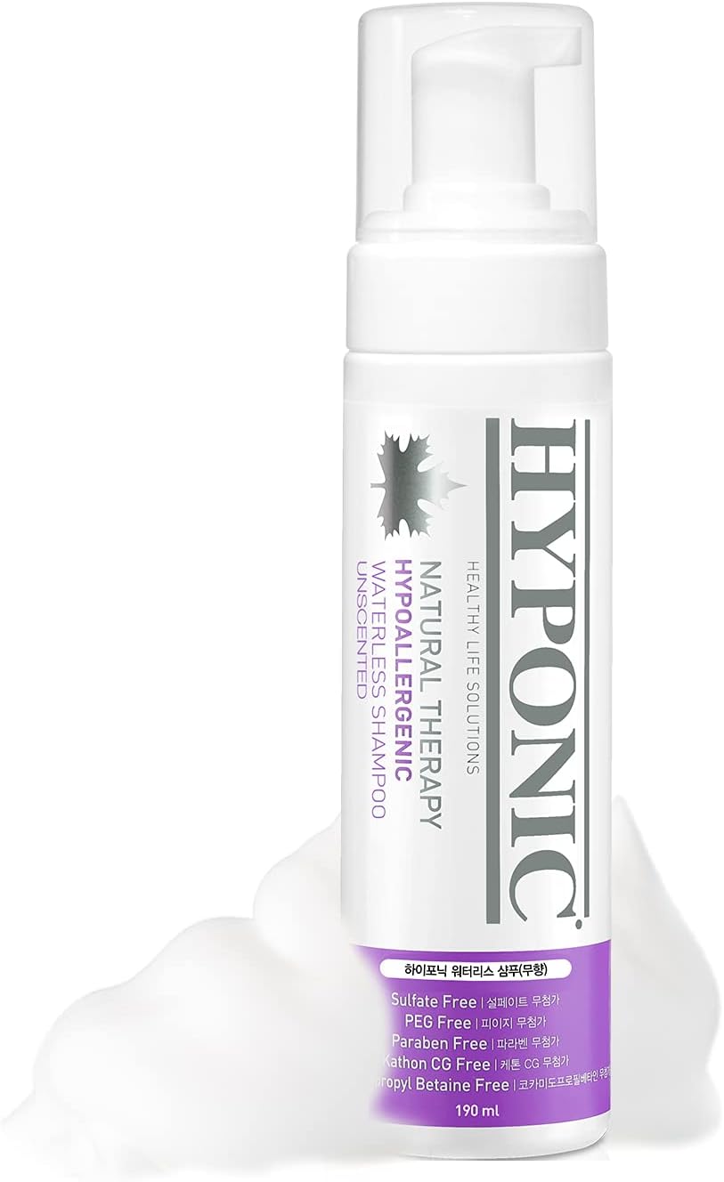 HYPONIC Hypoallergenic Premium Waterless Shampoo for All Pets (Unscented, 6.4 oz) - Fragrance Free