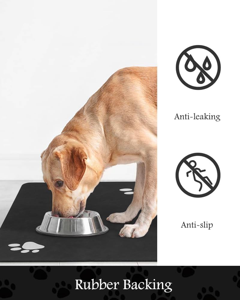 Pet Feeding Mat-Absorbent Dog Mat for Food and Water Bowl-No Stains Quick Dry Water Dispenser