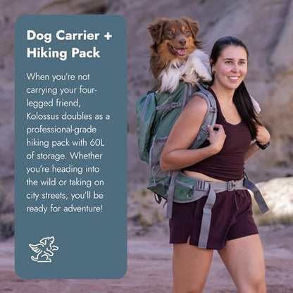 K9 Sport Sack Kolossus - XXL, Myrtle Green - The Big Dog Backpack - Ideal for Dogs 26-29” Long