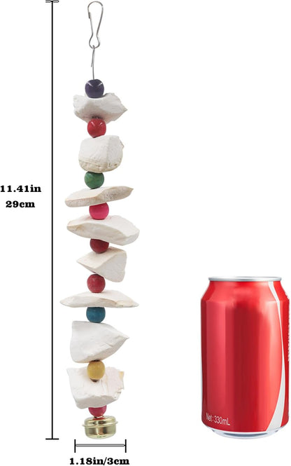 2 Pack Bird Toys with Cuttlebone, Parakeet Toys, Bird Beak Grinding Stone, Cage Accessories for