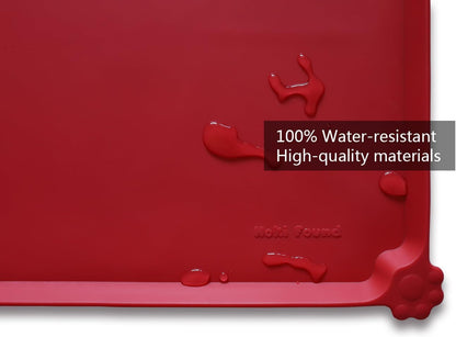 Hoki Found X-Large Silicone Non Slip Pet Feeding Mats - Waterproof Dog Cat Food Mats for Carpet