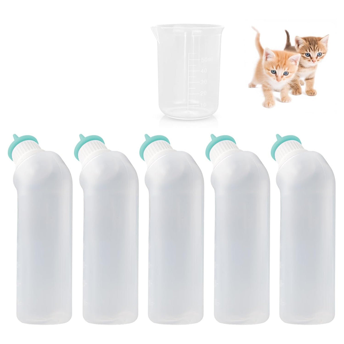 5Pack Kitten Bottle for Nursing Puppy Milk Kitten Bottles Feeding Kit Silicone Nipple for Newborn