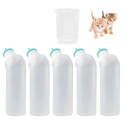 5Pack Kitten Bottle for Nursing Puppy Milk Kitten Bottles Feeding Kit Silicone Nipple for Newborn
