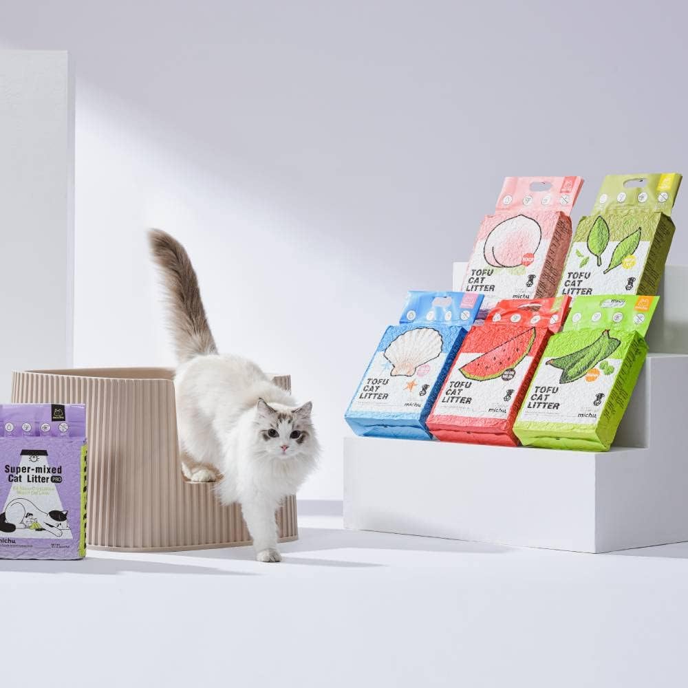 Tofu Cat Litter Natural Clumping Tofu Cat Litter 5.5lb/88oz 5 Scents (Greentea + Wonder Litter, 2