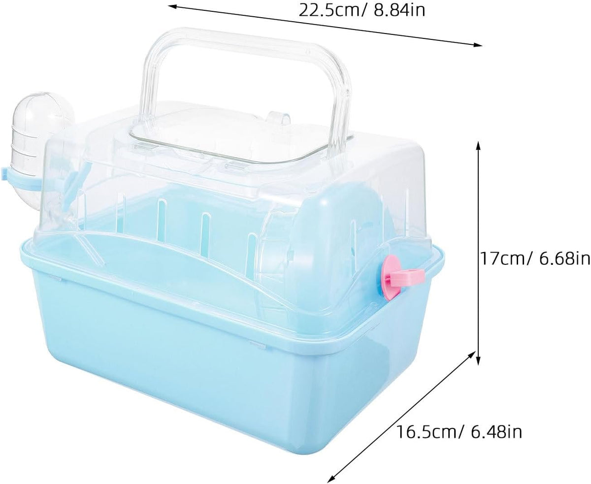 POPETPOP Small Animal Carrier Cage with Water Bottle - Portable Hamster Travel Cage with Handles