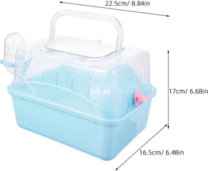 POPETPOP Small Animal Carrier Cage with Water Bottle - Portable Hamster Travel Cage with Handles
