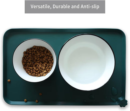Hoki Found Silicone Pet Food Mats Tray - High-Lips Pet Dog Cat Bowl Mats - Dog Pet Cat Feeding Mat
