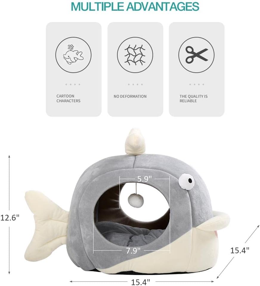 Lcybem Cat Beds for Indoor Cats - Cat Bed Cave with Removable Washable Cushioned Pillow, Calming