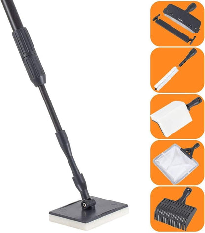 hygger Carbon Fiber 6 in 1 Aquarium Cleaning Tool Kit Al-gae Scraper Scrubber Pad Sponge Telescopic