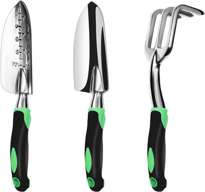 Garden Tool Set, 3 Pack Aluminum Heavy Duty Gardening Kit Includes Hand Trowel, Transplant Trowel