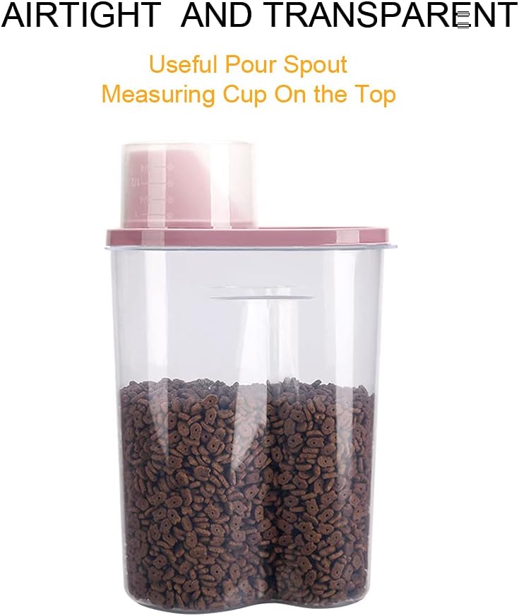 GreenJoy 2 Pack 2lb/2.5L Pet Food Storage Container with Measuring Cup, Can Covers and Bowl for