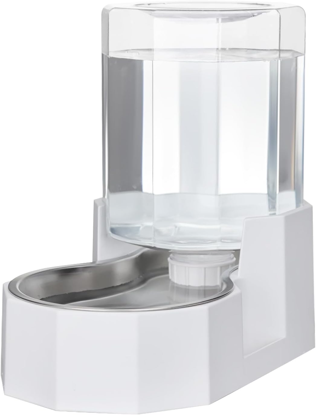 Sfozstra Gravity Water Bowl Dispenser : Automatic 4L White Cat Stainless Steel Feeder Without