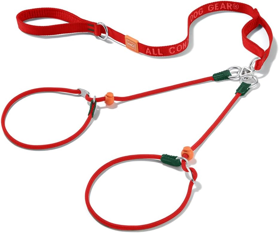 Howgo Double Slip Leash Slip Lead with Two Handles| Dual Dog Slip Lead for 2 Dogs,360° Swivel No