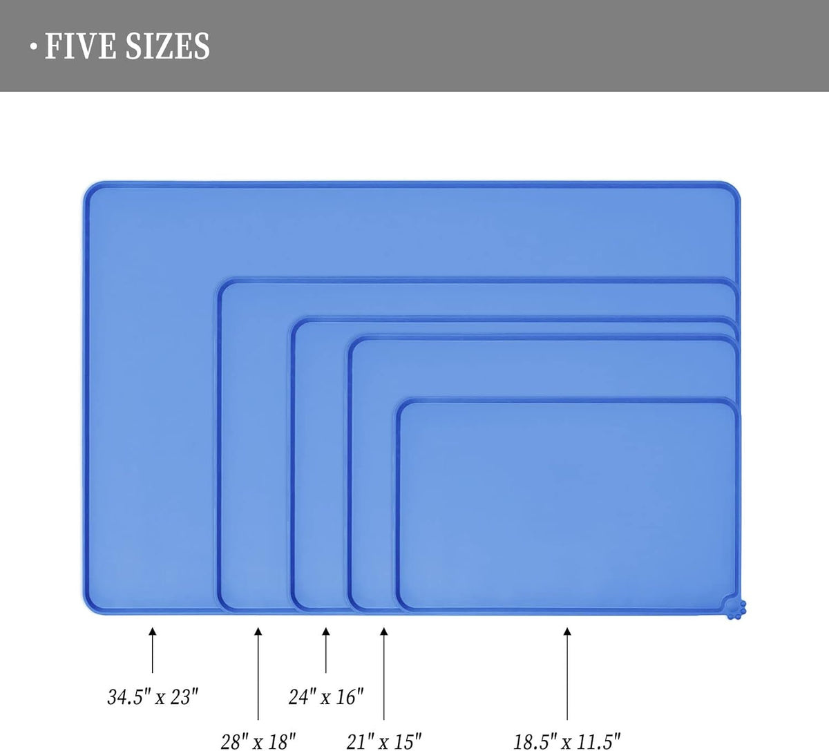 Waterproof Pet Feeding Mat with High Raised Edges, Heavier and Thicker Placemats for Cat Dog Water