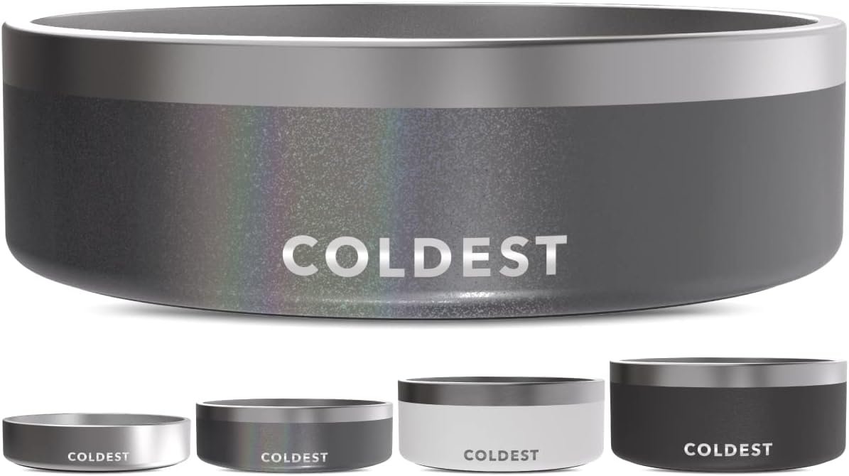 Coldest Dog Bowl - Anti Rust Metal, Non Slip, 3 Layers Insulated Stainless Steel Dog Bowls - Spill