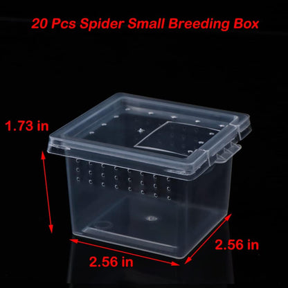 20 Pcs Spider Terrariums Breeding Box Hatching Container Acrylic Feeding Box for Small Reptile