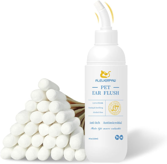 Tris Flush Cat & Dog Ear Cleaner - Dog Ear Infection Treatment with PHMB, Removes Wax, Odo, Gentle