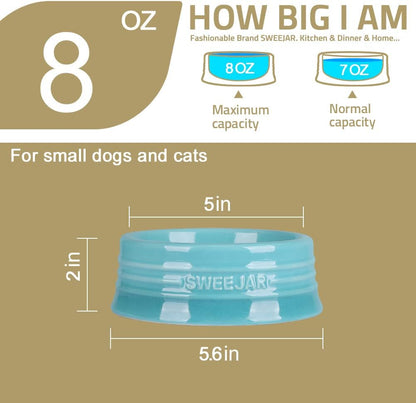 Sweejar Gradient Dog Bowl, Ceramic Dog Food Dish for Puppy and Kitten, Porcelain Pet Bowl for Food