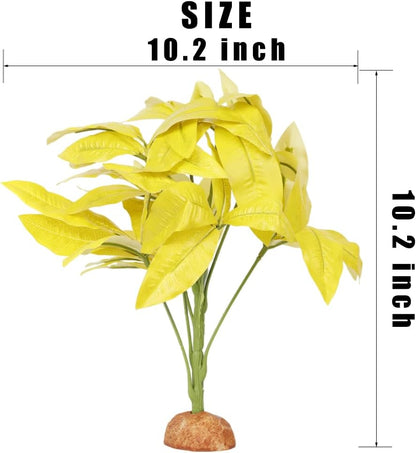 Fake Yellow Money Tree Plant, Reptile Decor for Terrarium, Crested Gecko Tank Accessories fit