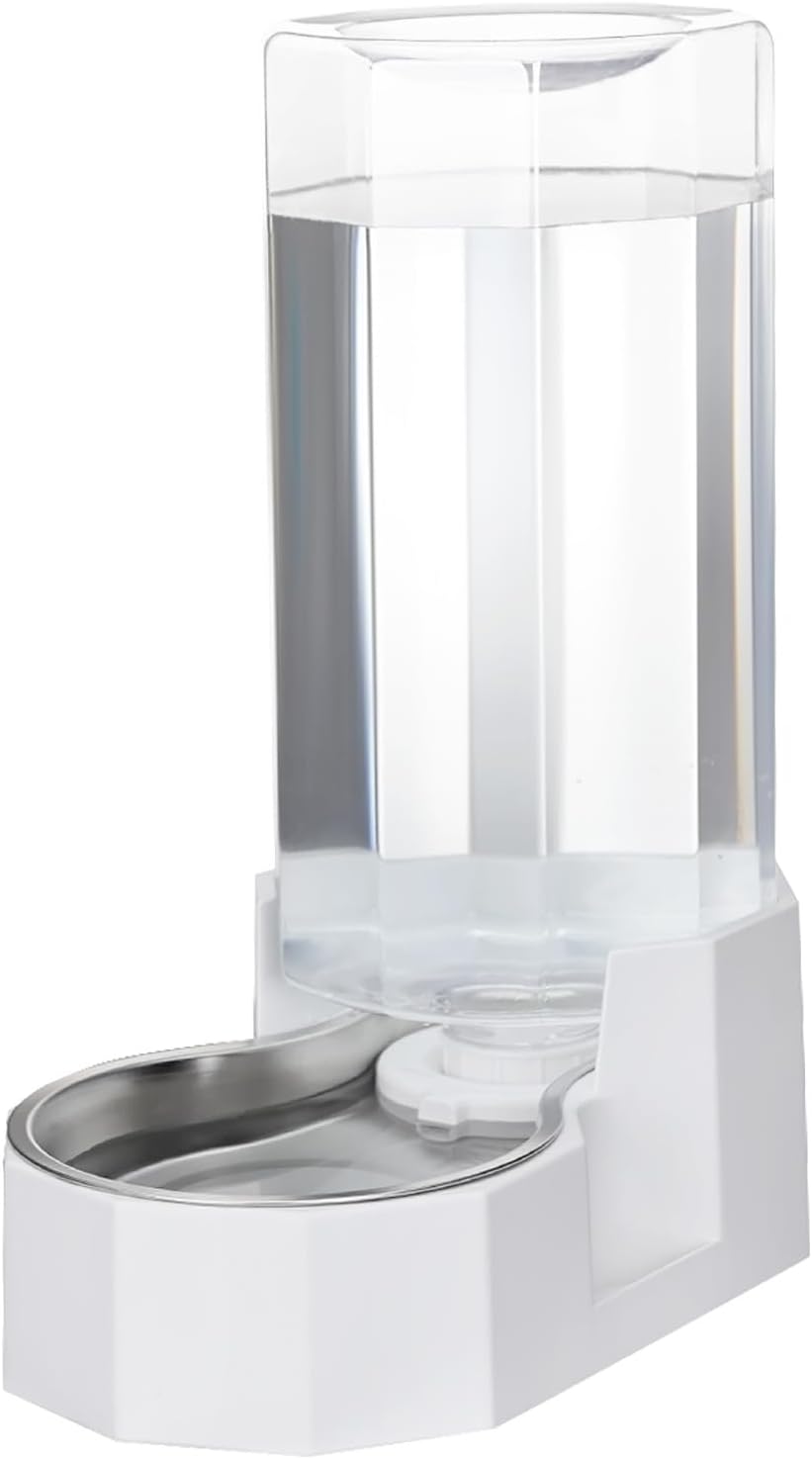 Sfozstra Large Dog Water Dispenser: 9L Automatic White Water Feeder with Stainless Steel Bowl