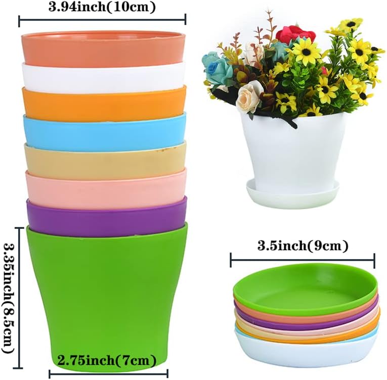 50 Pack 4 Inch Plant Pots Bulk Small Plastic Planters Pots with Drainage Holes Flower Pot for