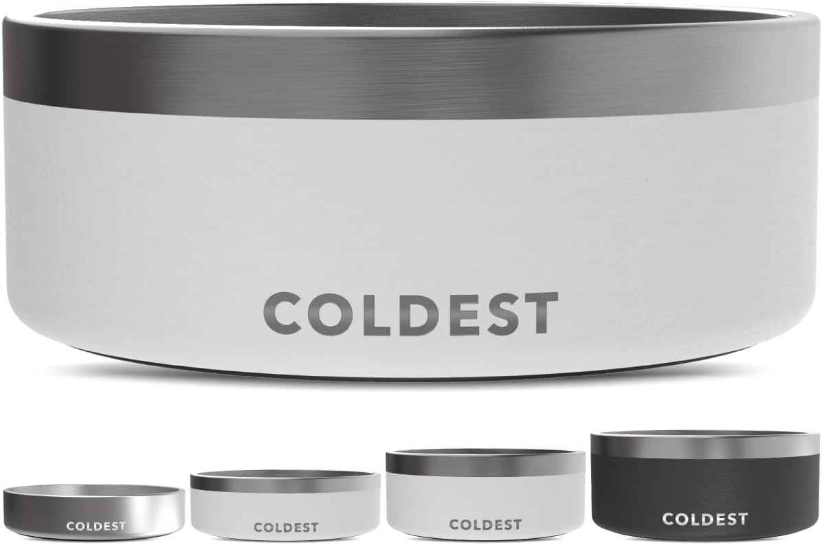 Coldest Dog Bowl - Anti Rust Metal, Non Slip, 3 Layers Insulated Stainless Steel Dog Bowls - Spill