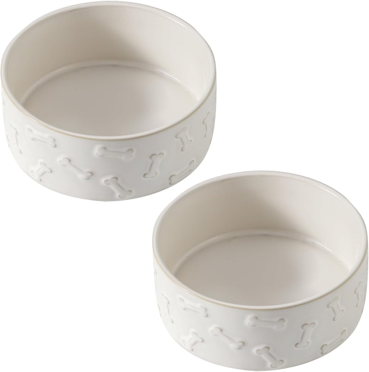 UBEE Ceramic Dog Bowl Set of 2, 5.1 inch Dog Food Bowl with Bone Pattern, Pet Food Water Dish