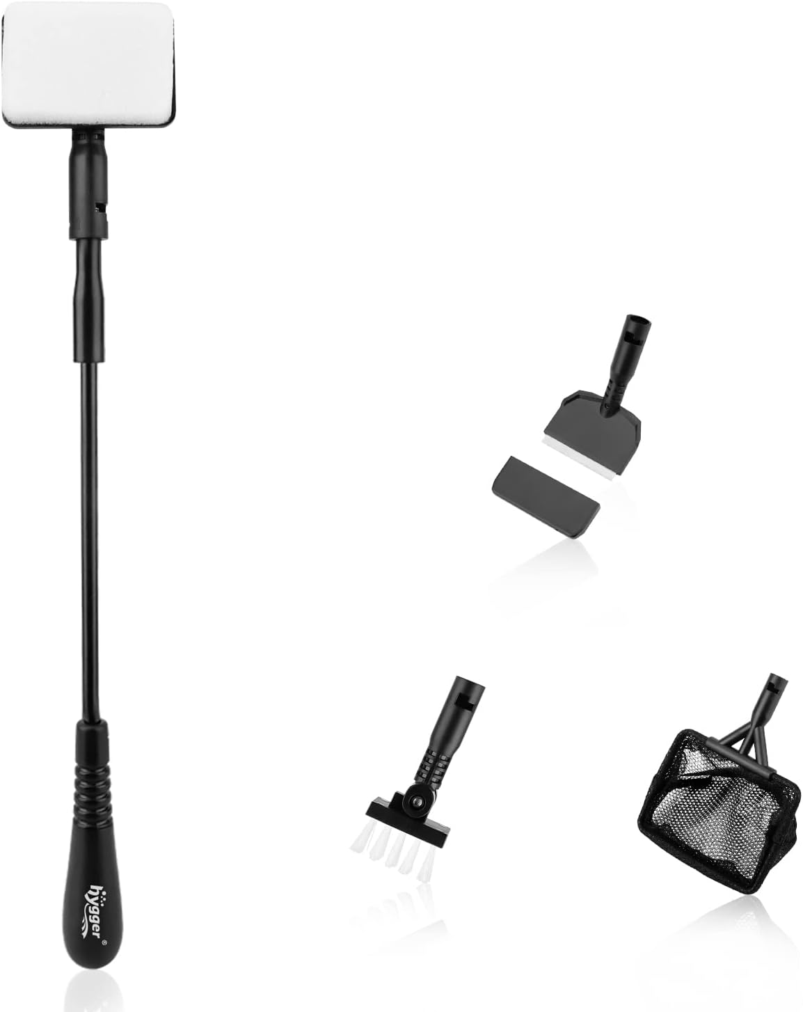 hygger Small Fish Tank Cleaner, Aquarium Cleaning Tools Kit with Handle, Seaweed Scraper, Fishing