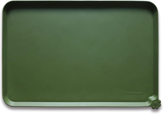 Hoki Found X-Large Silicone Pet Food Mats Tray - Non Slip Dog Cat Bowl Mats Placemat - Pet Feeding