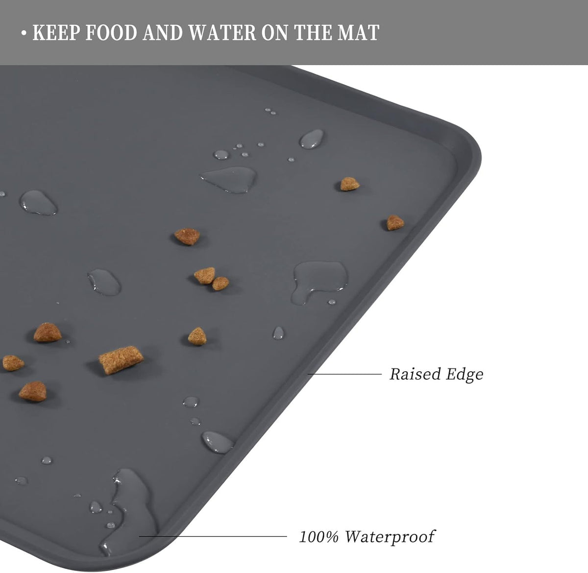 Waterproof Pet Feeding Mat with High Raised Edges, Heavier and Thicker Placemats for Cat Dog Water
