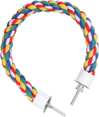 Colorful Bird Rope Perch Stand, Birdcage Swing Spiral Toys, Bird Bungee Rope Perches Toys Cage