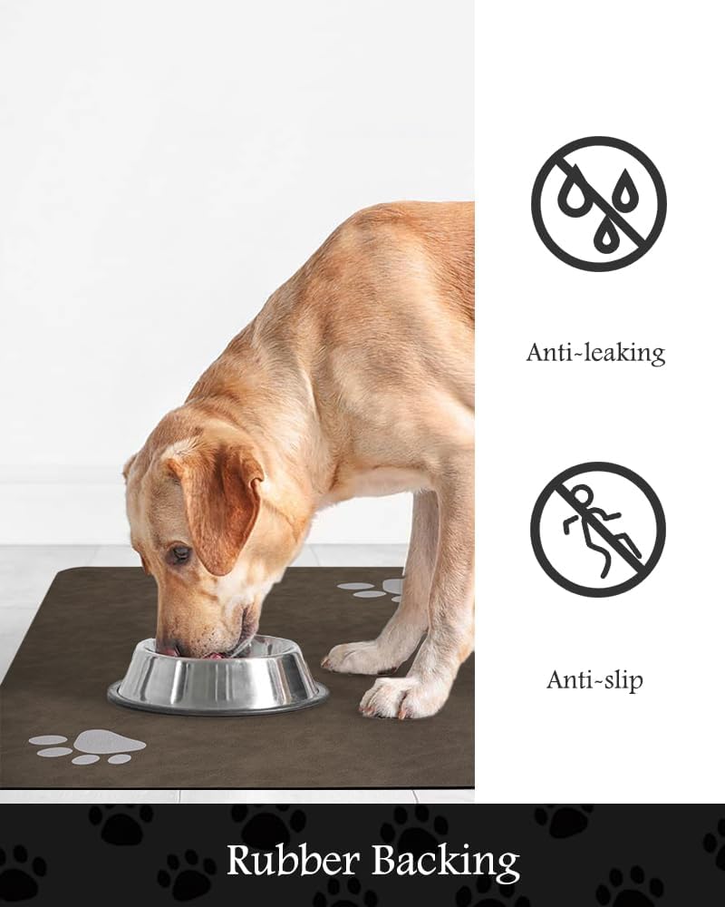 Pet Feeding Mat-Absorbent Dog Mat for Food and Water Bowl-No Stains Quick Dry Water Dispenser