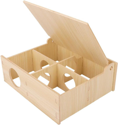 Hamster and Mouse Wooden Tunnel Cage Secret Peep Shed and Explore Hideout Flip Cover Design Hamster