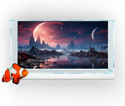 24X12IN Cosmic Spaceterrarium Background, Cool Parallel Space Themed Aquarium Reptile Habitat