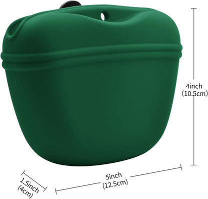 AUDWUD - Silicone Dog Treat Pouch - Clip on Portable Training Container - Convenient Magnetic