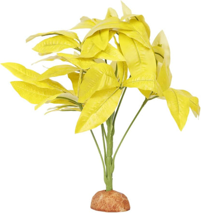 Fake Yellow Money Tree Plant, Reptile Decor for Terrarium, Crested Gecko Tank Accessories fit