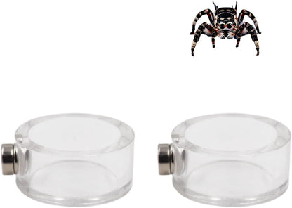 2 Pack Jumping Spider Enclosure Accessories, Leak-Proof Jumping Spider Feeding Dish with Magnet