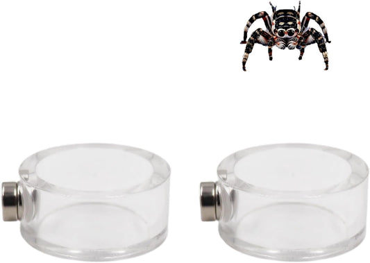 2 Pack Jumping Spider Enclosure Accessories, Leak-Proof Jumping Spider Feeding Dish with Magnet