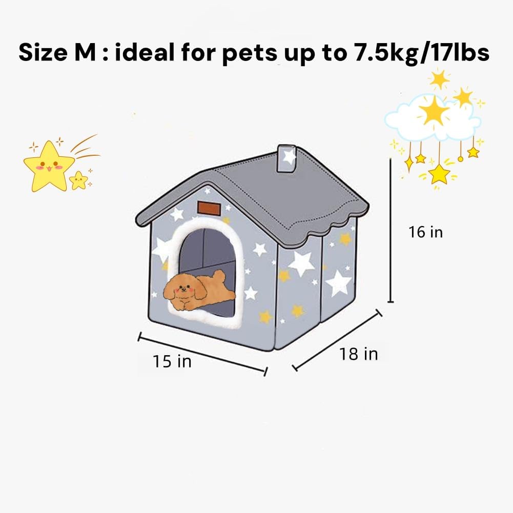 Scnbom Dog House Indoor Puppy Cave Cat Nest Kennel Pet Bed Portable Memory Sponge Foldable Houses