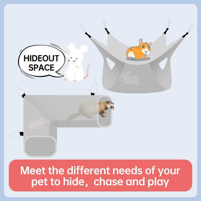 Large Caliber Guinea Pig & Rat Tunnel Hideout & Hammock, Corner Hideout Toy for Guinea Pig, Ferret