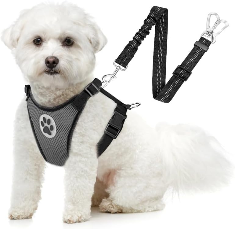 SlowTon Dog Seat Belt Harness for Car, Dog Car Harness Adjustable Mesh Breathable & Dog Seatbelt