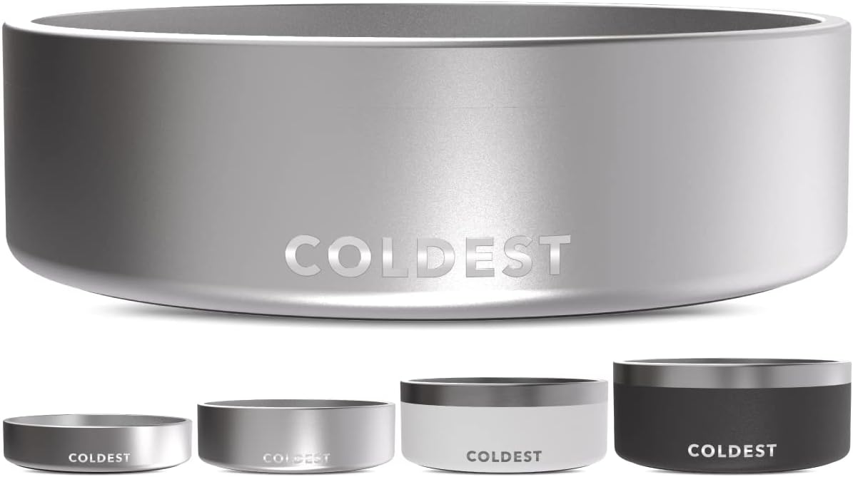 Coldest Dog Bowl - Anti Rust Metal, Non Slip, 3 Layers Insulated Stainless Steel Dog Bowls - Spill